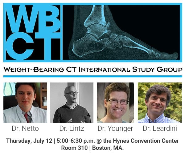 This year CurveBeam will be co-sponsoring the Weight-Bearing CT International Study Group Thursday, July 12, 5:00-6:30 PM at the Hynes Convention Center, Room 310, in Boston, MA. 